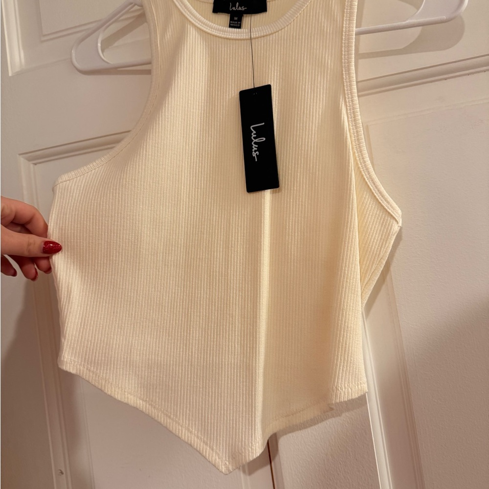 Lulu's Ivory Ribbed Tank Top - Picture 2 of 4